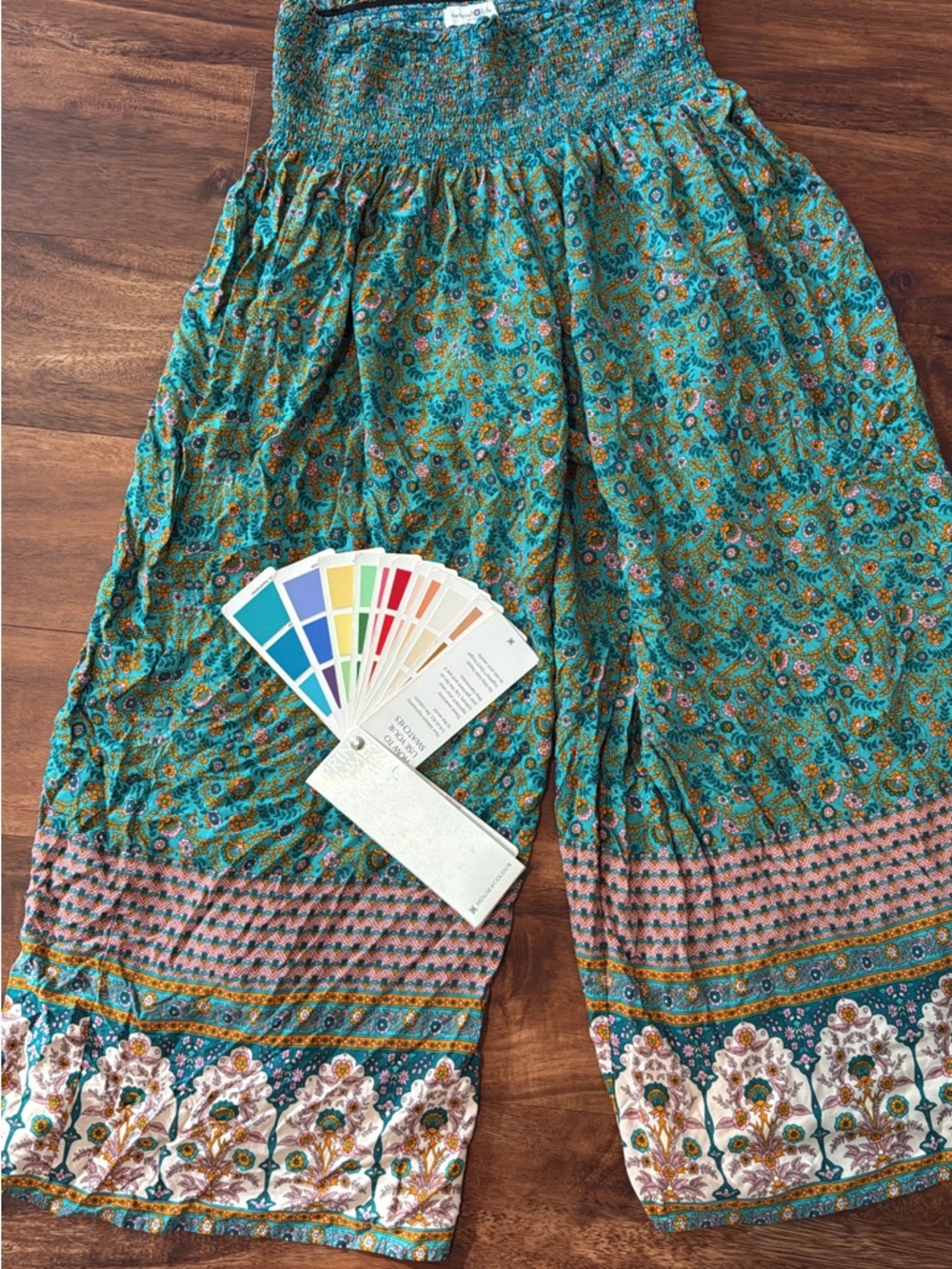 NATURAL LIFE Teal Patterned Palazzo Pants Medium